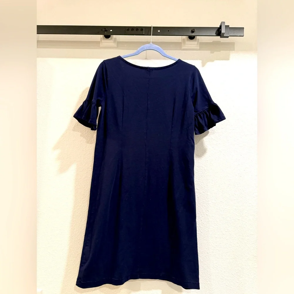 J. Crew t-shirt dress, navy XS. Crew neck with flirty ruffle sleeves